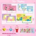 LUKBERA Valentine's Day Gifts for Kids - 24 Pack Valentines Classroom Stationery Set with Cards, Cups, Pencils, Erasers, Stampers & Stickers, Classroom Exchange Prize Boy Girls Party Favors