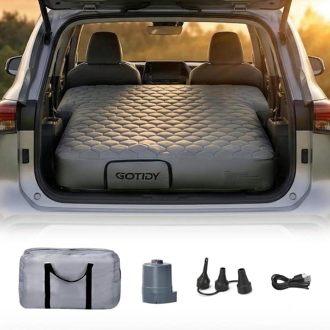 SUV Air Mattress,TENSILE SHELL Extra Sturdy & Comfortable, SUV Mattress with Durable Fabric Cover & Built-In Breathable Cotton Layer & Built-in Pump, Fit for Large and Mid-Size SUVs RAV4/Highlander