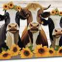 Cow Canvas Wall Art Farmhouse Cattle Picture Wall Art Funny Animal Artwork Painting Prints for Kids Room Decor Framed(Animal-7,12x18inch (30x45cm))