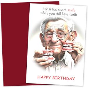 Happy Birthday Card - Funny Birthday Cards for Men Women Dad, Mom, Brother, Sister, Friends, Kids - Funny Birthday Card - Greeting Cards for Birthday Decorations & Gifts 5 x 7 Inch - Teeth