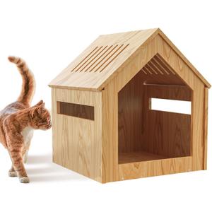 Wood Cat House,Habitat for Small Animals,Cat Shelter for Wild Cats,Suitable for Indoor and Outdoor Kittens, Chickens and Guinea Pigs,Durable, Weather-Resistant, DIY Paintable
