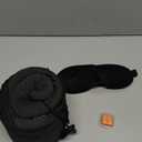 MLVOC Travel Pillow 100% Pure Memory Foam Neck Pillow, Comfortable & Breathable Cover, Machine Washable, Airplane Travel Kit with 3D Contoured Eye Masks, Earplugs, and Luxury Bag, Standard (Black)