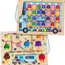2 in 1 Magnetic Maze Board for Kids Montessori Toys Double-Sided Counting Magnetic Alphabet Letters ABC Magnets Puzzles 3-5 Age Boys and Girls Birthday Gifts