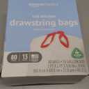 Amazon Basics 13 Gallon Tall Kitchen Drawstring Trash Bags, Clean Fresh Scent, 10% Post Consumer Recycled Material, 80 Count (White)