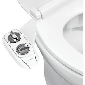 LUXE Bidet NEO 185 Plus - Dual Nozzle, Non-Electric Bidet Attachment for Toilet Seat, Patented Slide-In Install, 360 Self-Clean, EZ-Lift to Clean, Feminine & Rear Wash (Chrome)