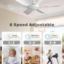 18 Inch USB Ceiling Fan with Remote Control, 6 Speed Portable Hanging Fan with Max Wind & Sleep Mode, 2/4/8H Timer, Bedroom, Camping, RV, Tent, Gazebo, Small