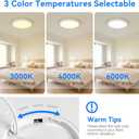 6PK 15.8 inch LED Flush Mount Ceiling Light Fixture,36W 3600LM,3000K/4000K/6000K CCT Selectable Super Slim LED Ceiling Light ,Close to Ceiling Round Flat Panel light for Bedroom, Kitchen, Hallway, White