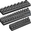 Magnetic Socket Organizer Holder Set 3-Piece Tool Organizers Including 1/4", 3/8" and 1/2" Drive Socket Holder Metric 68 Pieces Socket Trays (Sockets are not Included) Black