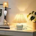 Light Blue Small Touch Control Table Lamp for Bedroom,Blue Bedside Lamps for Nightstand,Cute Mini Small Table Lamps for Small Spaces with Scalloped Shade for Kitchen Counter,Bookshelf,Living Room