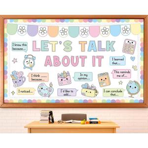 2 x Conversation Starters Bulletin Board Set Pastel Talk About Social-Emotional Communication Bulletin Board Discussion Learning Paper Cuts Back to School Party Motivational Classroom Chalkboard Decor