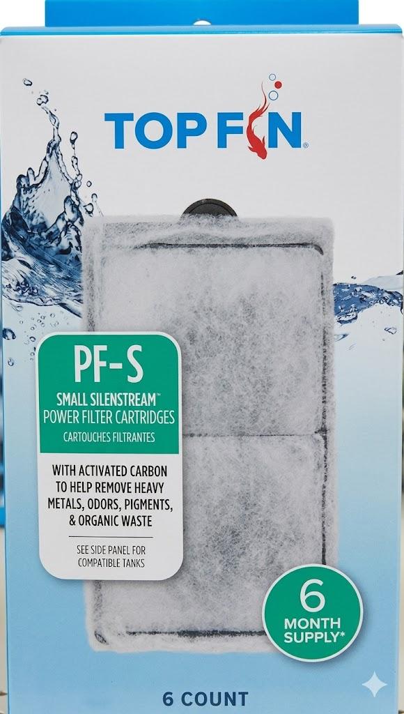 Top Fin Silenstream PF-S Small Filter Cartridges (6 Count) Refill for PF10 Power Filters (5.5in x 3.1in)