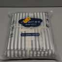 MooMee Striped Sheet Set 100% Washed Cotton Linen Like Textured Breathable Durable Soft Comfy (Heathered Green Classic Stripes, King)