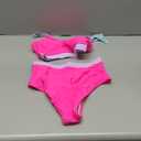 Womens High Waisted Bikini Sets Sporty Crop Top Color Block Swimwear Bandeau Scoop Neck Vintage Two Piece Bathing Suits (X-Small, Hot Pink)