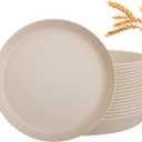 EI 18pcs Beige Wheat Straw Plates,Unbreakable Reusable Plastic Plates,Melamine Plate for Camping,Picninc,Family Dinner,wheat straw Dinnerware Sets