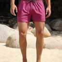 unitop Mens Swim Trunks with Compression Liner 5 Inch Inseam Surfing Board Shorts with Zipped Pockets (40, Pink)