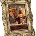 eletecpro 4x6 Vintage Picture Frame with Real Glass Cover, Ornate Antique Photo Frame, Display 4x6 Picture for Tabletop or Wall Hanging Horizontal & Vertical, Gold Home Decor for Gallery Art