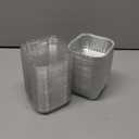 50 Pcs Mini Square Baking Cups with Lids,5oz Aluminum Foil Mini Cake Pans with Lids, Disposable Ramekins Cake Pans,150ml Dessert Cups Cupcake Pans for Wedding Birthday Party, White