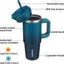 BJPKPK Tumbler With Handle And Straw 30oz Insulated Tumbler Cups With Lid Stainless Steel Travel Coffee Mug,Indigo Black