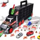 DICKIE TOYS - Truck Carry Case Playset 1:64 Scale Diecast - Hold up to 42 Cars - Includes 7 Cars, Helicopter, Big Rig and 18 Accessories -Ages 3+, 62 cm