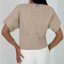 SOLY HUX Women's Short Sleeve Cardigan Sweater Spring Office Clothes Button Down V Neck Slim Fit Elegant Knit Tops, S