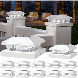 NIORSUN Solar Post Lights Outdoor, Fence Post Solar Lights Cool White, Waterproof, Garden Patio Fence Deck Decor, 4x4 Posts Cap Wood Vinyl, 5x5 Vinyl, White 12 Pack NIORSUN Solar Post Lights Outdoor, Fence Post Solar Lights Cool White, Waterproof, Garden Patio Fence Deck Decor, 4x4 Posts Cap Wood Vinyl, 5x5 Vinyl, White 12 Pack