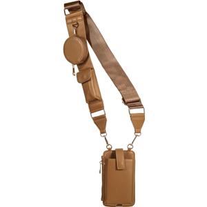 Small Crossbody Cell Phone Bag for Women and Men, Multi-Pocket Shoulder Purse with Adjustable & Removable Strap (Brown)