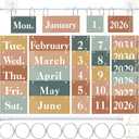 Containlol 56 Pcs Modern Boho Calendar Set Rainbow Flip Calendar with Holder Boho Classroom Decoration Cards Adjustable Rod Holder for Back to School Supplies