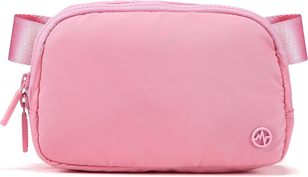 Pander Two Way Zipper Fanny Pack Nylon Everywhere Belt Bag for Women, Water Repellent Waist Packs, Crossbody Bags with Adjustable Strap (Light Pink).