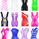 Tisancy 12 Pcs Women's Fishnet Mesh Bodysuit Cover-up Dress Outfits, Sheer Lace Party Outfit, Beachwear