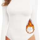 MANGOPOP Tank Top Body Suits Women Sexy Crew Neck Racerback Halter Ribbed Sleeveless Bodysuit for Women (Large, 04-fleece Lined White)