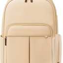 Taygeer 16 Inch Slim Laptop Backpack for Women, Mochila Para Mujer with D-ring for charms & Aroma Pads, Anti-Theft Waterproof Backpack with quick access Pocket for Work Office Business, Plain Beige