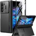 BERFY for Z Fold 6 Case with Privacy Screen Protector, [Anti Spy] Built-in S Pen Holder, Slide Camera Cover, 2 Hidden Kickstand, Full-Body Shockproof Slim Phone Case for Samsung Galaxy Z Fold 6, Black