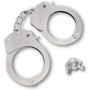 Toy Handcuffs with Keys Metal Toy Handcuffs for Kids (Silver)