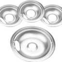 Drip Pan Electric Stove Burner Covers for Whirlpool W10278125 W10196405 W10196406, 4 Pack (3) 6" & (1) 8"