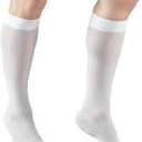 Truform Sheer Compression Stockings, 15-20 mmHg, Women's Knee High Length, Open Toe, 20 Denier, White, Medium