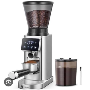 AMZCHEF Coffee Grinder, Burr Coffee Bean Grinder for Home Use with 48 Precise Grind Settings, Detachable Funnel Stand for Espresso, LED Control Panel, Anti-static Design, Silver