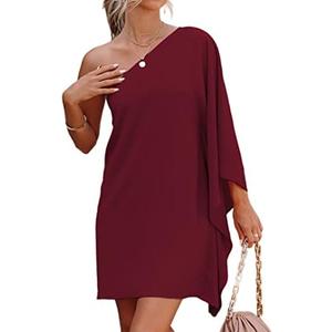 Jhsnjnr Women's Casual Batwing Sleeve One Shoulder Dresses Summer Club Party Cocktail Dresses Size XL