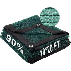 LOVE STORY 10x20FT 90% Dark Green Garden Shade Cloth, Sun Shade Cover Net Mesh Tarp with Grommets, Sunblock Net for Garden,Greenhouse,Plants and Patio