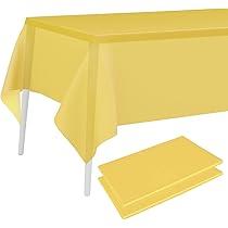 PLULON 3 Pcs Yellow Tablecloths Plastic Disposable Table Cover for Rectangle Tables 54 x 108 Inch Waterproof Tablecloth for Birthday Baby Shower Wedding Fiesta Party Home Kitchen Dining Decor