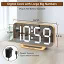 Peakeep Slim Digital Mirror Aesthetic Alarm Clock for Bedrooms Desk Decor - Plug in Electric Big LED Modern Small Clock for Office Living Room, Battery Backup, 6 Dimmers (Gold), 6.2 x 3.5 in