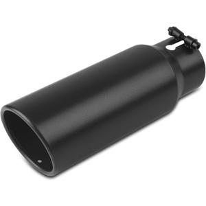 3 inch Inlet Exhaust Tip, 4" Outlet 12" Overall Length Stainless Steel Exhaust Tail Pipe, Bolt-On, Polished Tailpipe, Black(Fit for Tailpipe Outlet is 3", must OD not the ID)