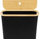 US Toilet Paper Basket Oxford Cloth Toilet Paper Organizer with Wood Lid Foldable Toilet Paper Holder Basket Large Capacity Toilet Paper Bin for Bathroom Sink(Black)