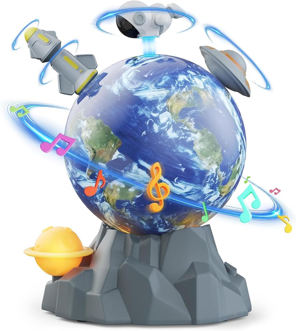 Magnetic Rotating Space Toy Musical Ball with Soft Ambient Light 360 Spinning Rocket, Astronaut & Spacecraft Playset Educational STEM Toy & Ideal Christmas or Birthday Gift for Kids Ages 310
