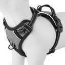 PHOEPET No Pull Dog Harness Medium Reflective Front Clip Vest with Handle, Adjustable 2 Metal Rings 2 Buckles(M, Grey) (Gray)