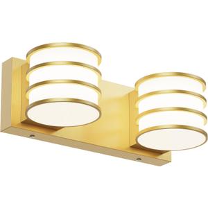 Bathroom Light Fixtures 12.6 inch Gold Bathroom Vanity Light LED 6000K White Bathroom Lighting Acrylic Modern Wall Light (2 Lights) (2 Lights, Gold)