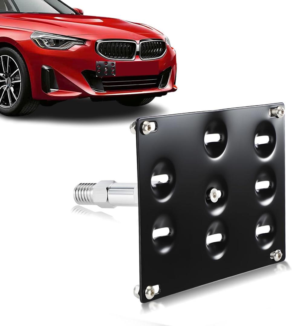ACLONG Front Bumper Tow Hook License Plate Mounting Bracket Holder Compatible with BMW 2 3 4 5 Series F22 F30 F31 F32 F33 F36 F10 F11 F07 X3 F25 X4 F26 Z4 No-Drill Installation Sensor-Friendly Design