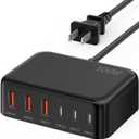 [2026 Updated] USB C Fast Charger, 100W GaN 6 Port Type C Charging Station Hub Block Cube, USB C Wall Charger Power Strip Adapter Plug for iPad iPhone 17 16 15 14 Pro Max Pixel Note Galaxy, 5ft Cord