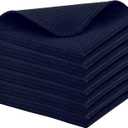 PurpleEssences Dish Cloths and Dish Rags - 6 Pack Waffle Weave Solid Kitchen Dish Wash Cloths, 100% Cotton, 12x12 Inches, Ultra Soft Absorbent Quick Drying - Spring Easter Summer - Navy Blue