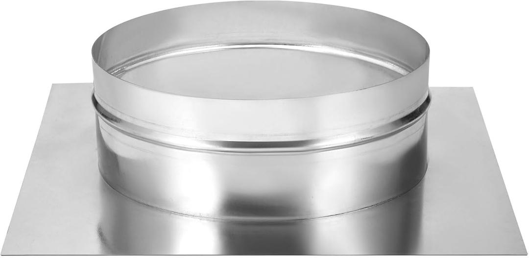 PATIKIL 10" Duct Connector Flange, Galvanized Air Ducting Mounting Plate Dryer Vent Chimney Top Plate Square to Round for Heating Cooling Ventilation HVAC Exhaust Fan Vent Systems, 14"x14"