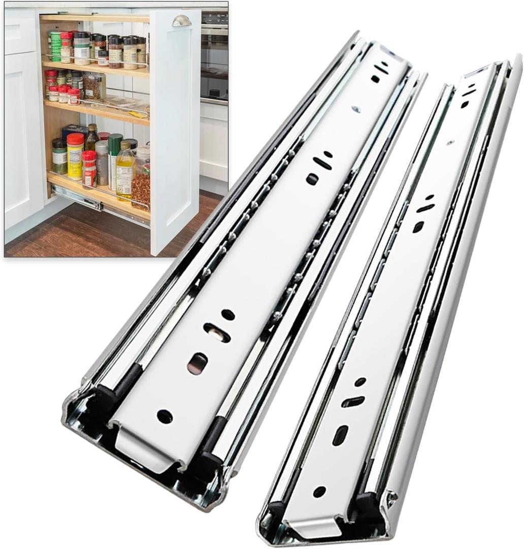 Heavy Duty Locking Drawer Slides Full Extension Runners with Lock 12 14 16 18 20 22 24 26 28 30 32 34 36 38 40 Inch Side Mount Ball Bearing Rails Track Glides 150 Lbs (Without Lock, 28 inch)
